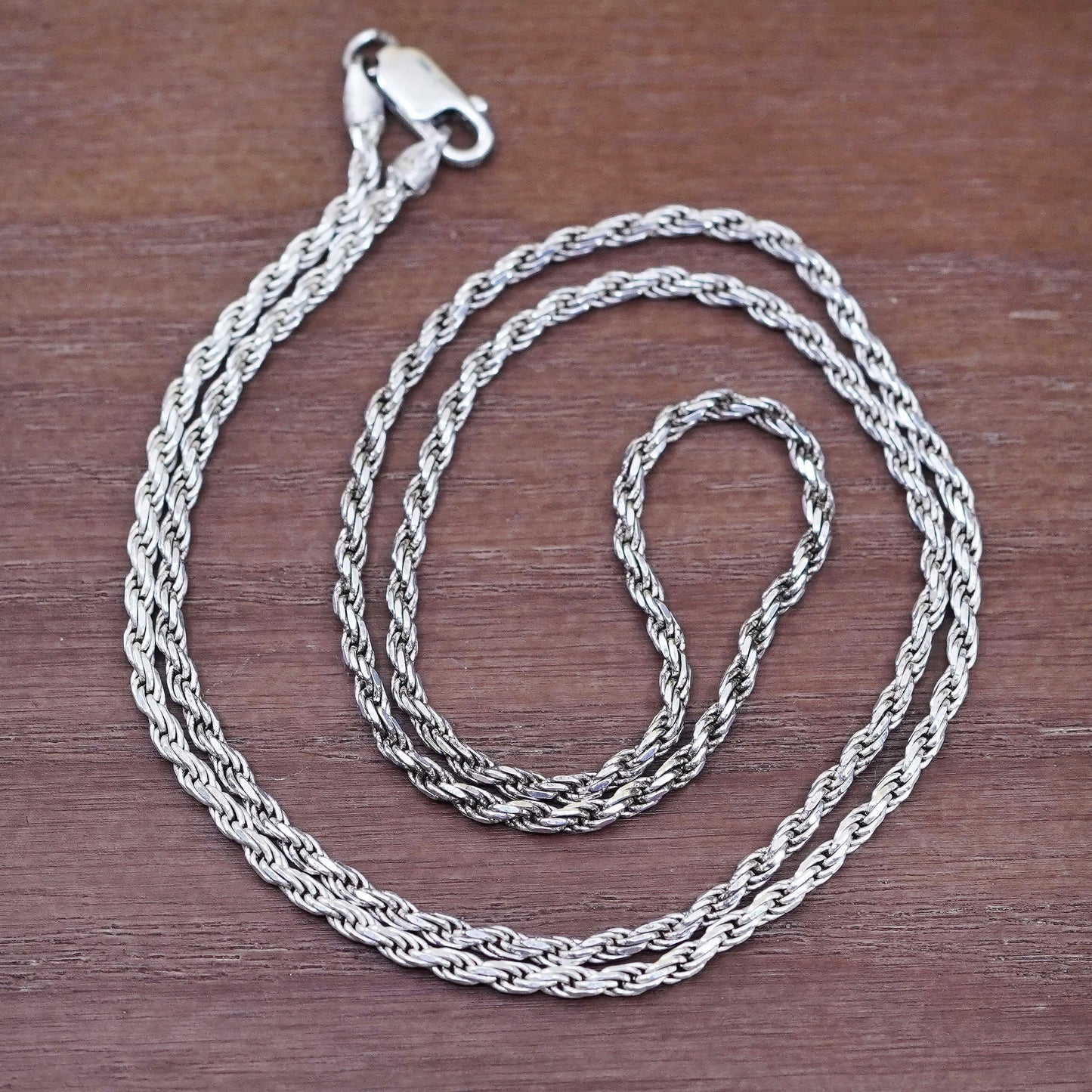 22”, 2mm, vintage Sterling silver necklace, Italy 925 rope chain