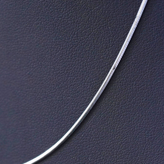 16”, 1mm, Vintage sterling silver square snake chain, Italy 925 necklace