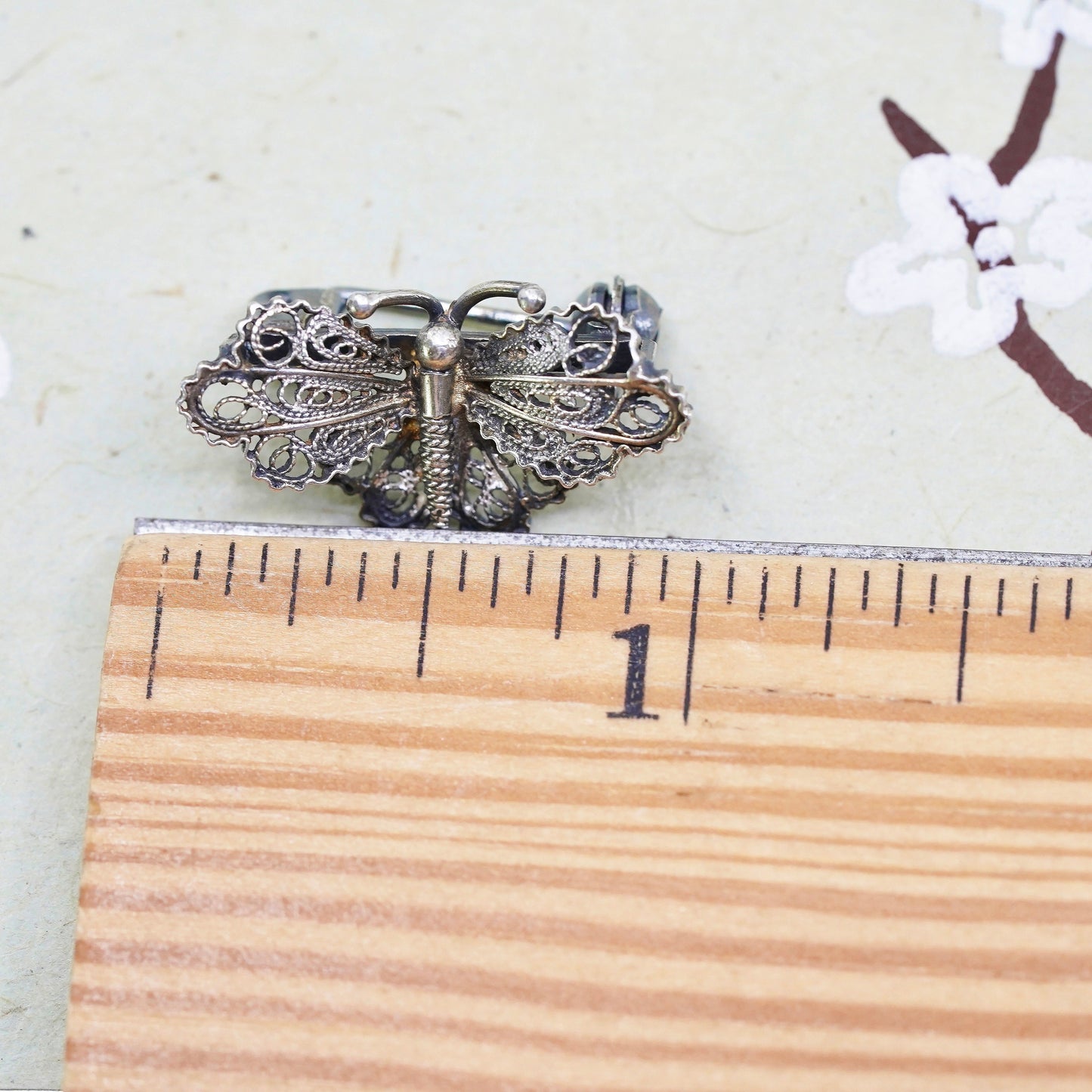 Germany Sterling silver handmade brooch, 800 filigree butterfly pin