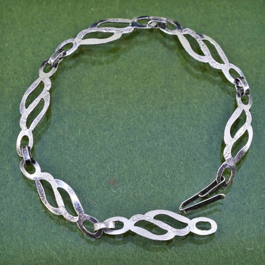 7.5”, Vintage sterling silver tennis bracelet, 925 wavy chain