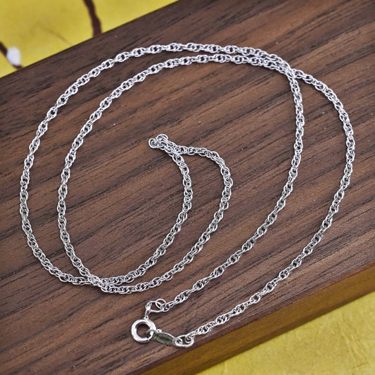 18", 2mm, vintage Sterling silver necklace, Italy 925 Singapore chain