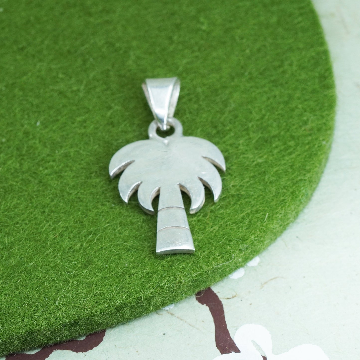 Vintage Sterling silver handmade pendant, 925 palm tree charm