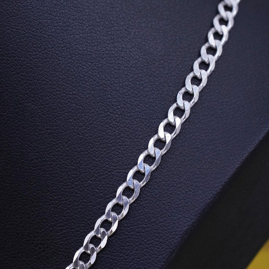 20”, 4mm, Sterling silver curb chain, Italy 925 necklace, Italy 925 IBB