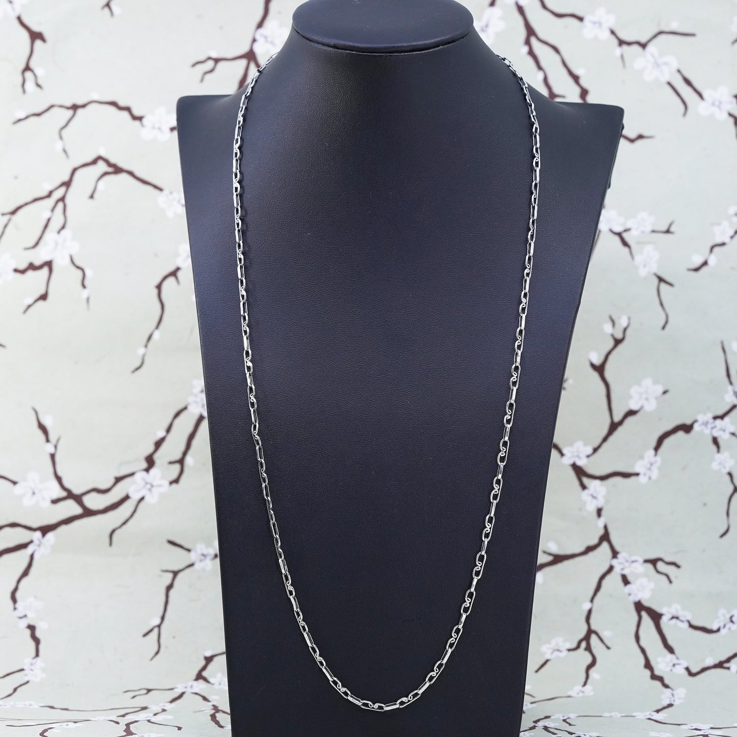 26” 4mm, vintage Mexican Sterling silver necklace, 925 elongated chain