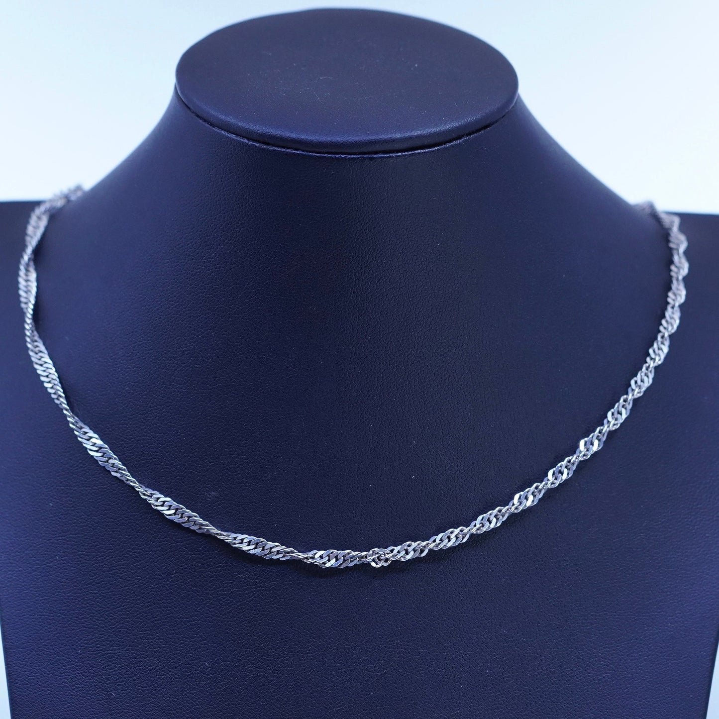 24” 5mm, vintage Italian Sterling 925 silver twisted curb chain necklace