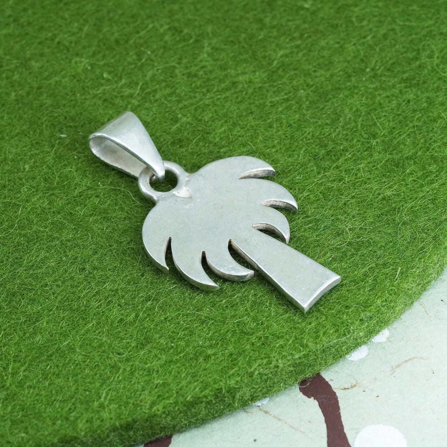 Vintage Sterling silver handmade pendant, 925 palm tree charm