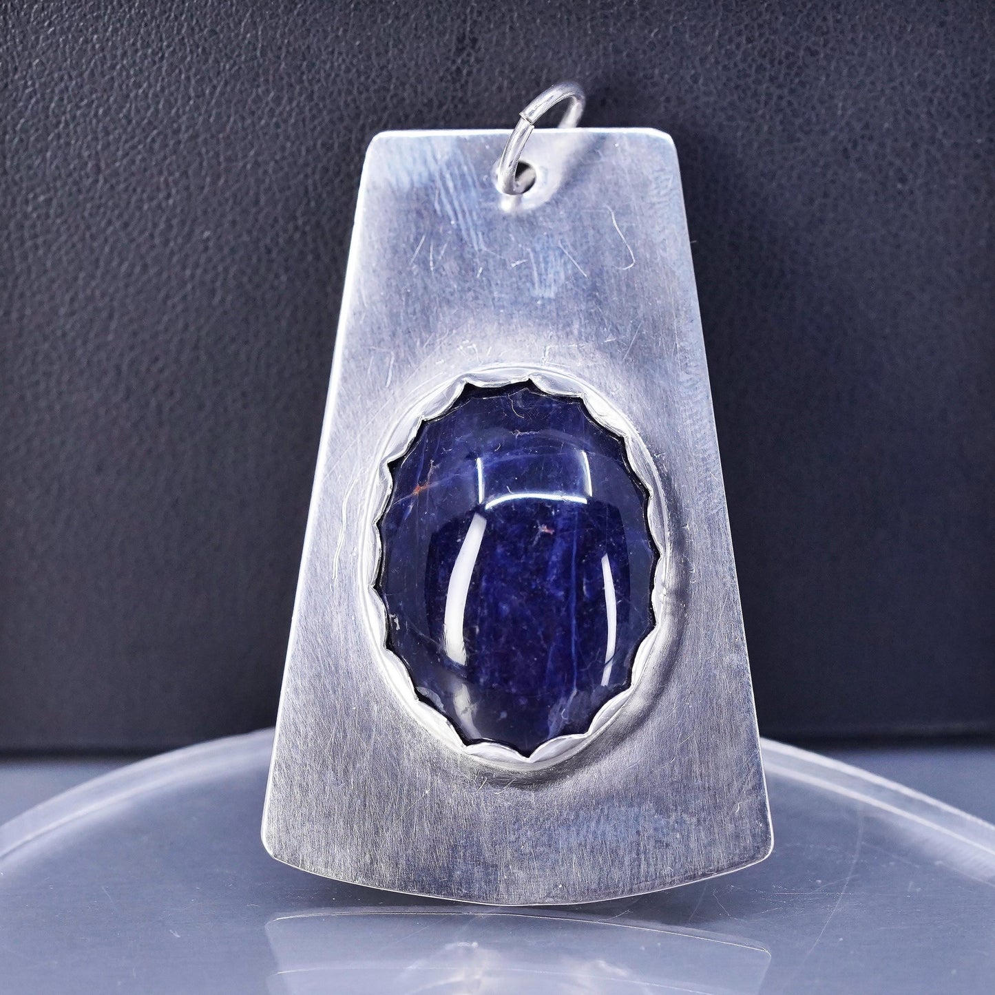 Vintage southwestern sterling 925 silver handmade pendant with oval sodalite