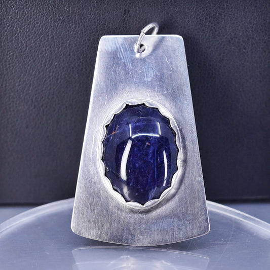 Vintage southwestern sterling 925 silver handmade pendant with oval sodalite