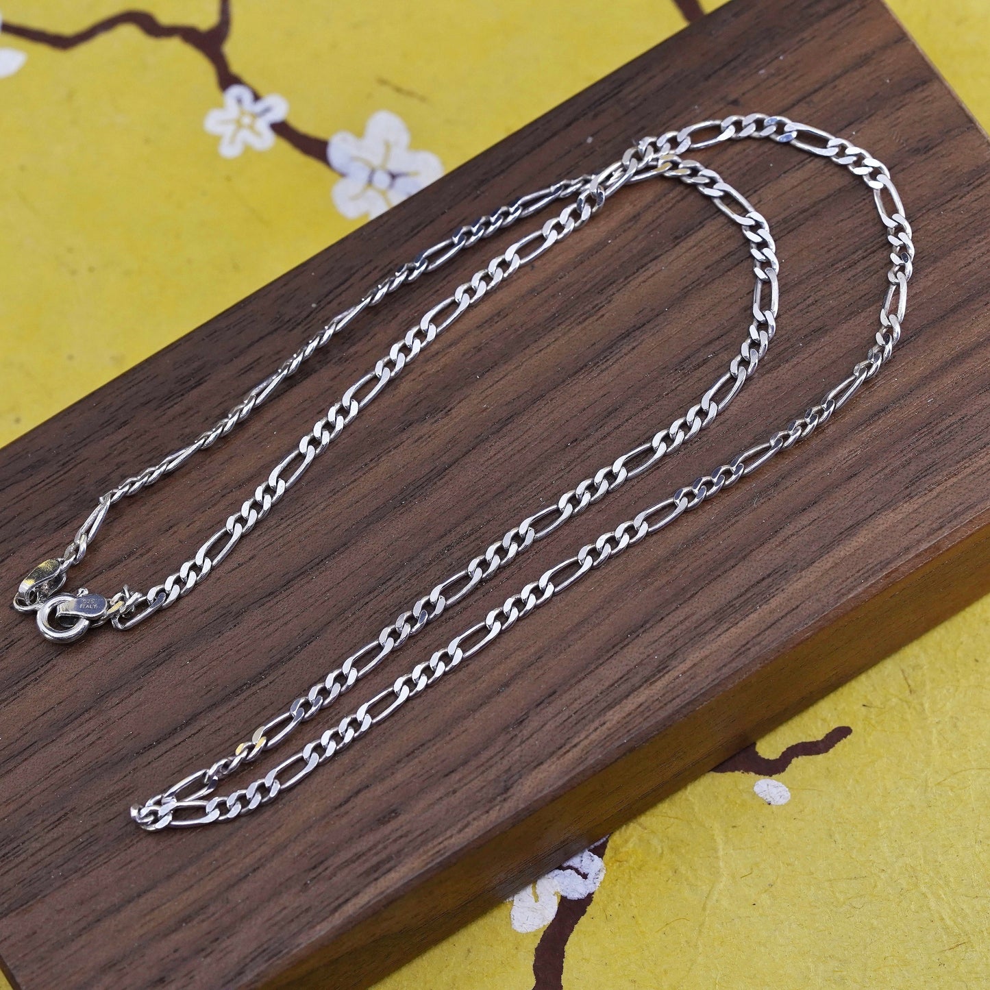 18" 3mm, vintage Italian sterling silver bold elongated chain, 925 necklace