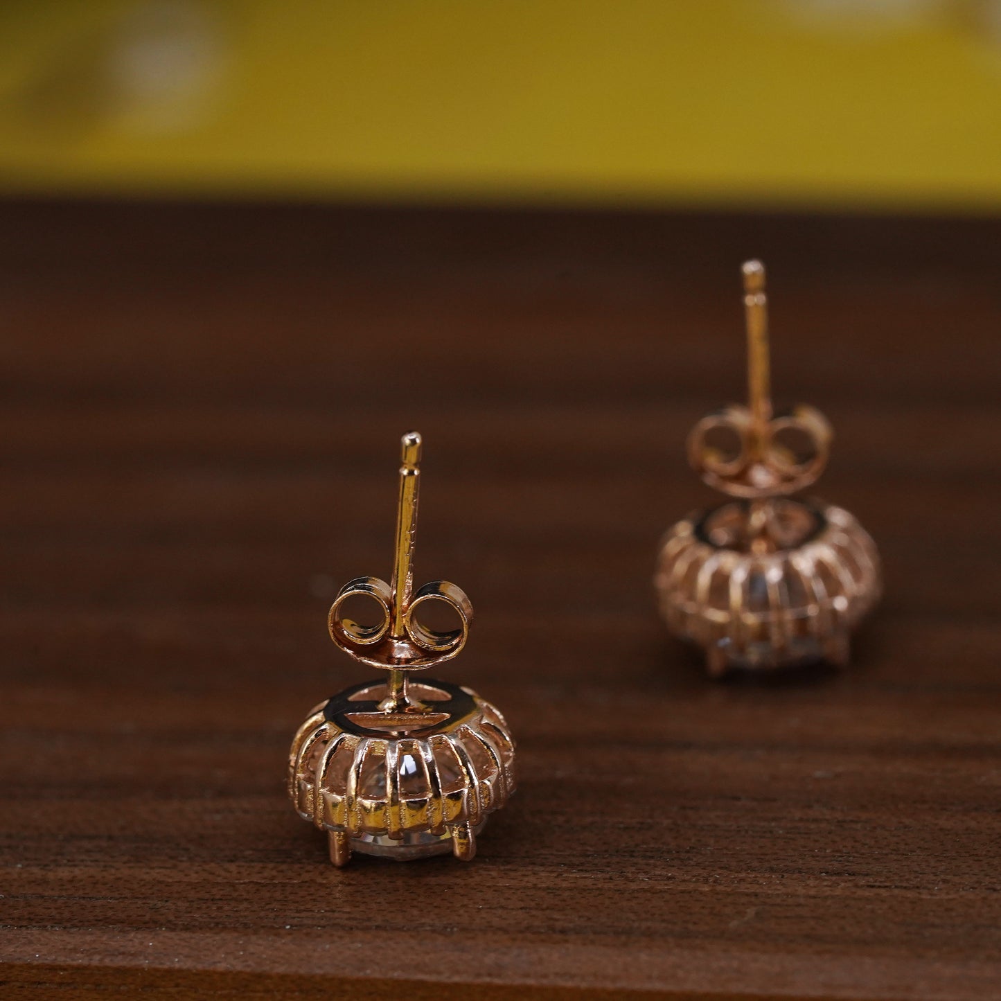 Vintage rose gold over Sterling 925 silver Cz studs, Swarovski earrings