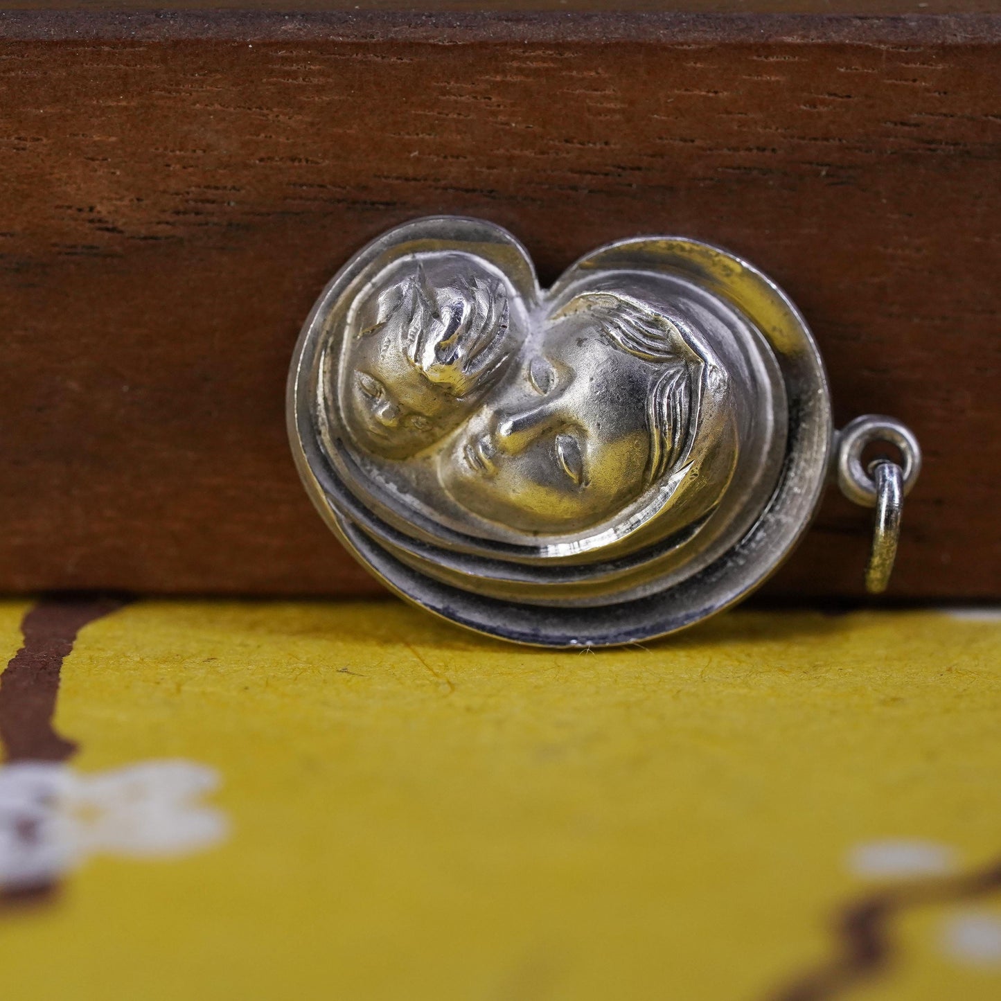 Vintage Chapel Sterling silver handmade pendant, 925 Saint mother baby charm