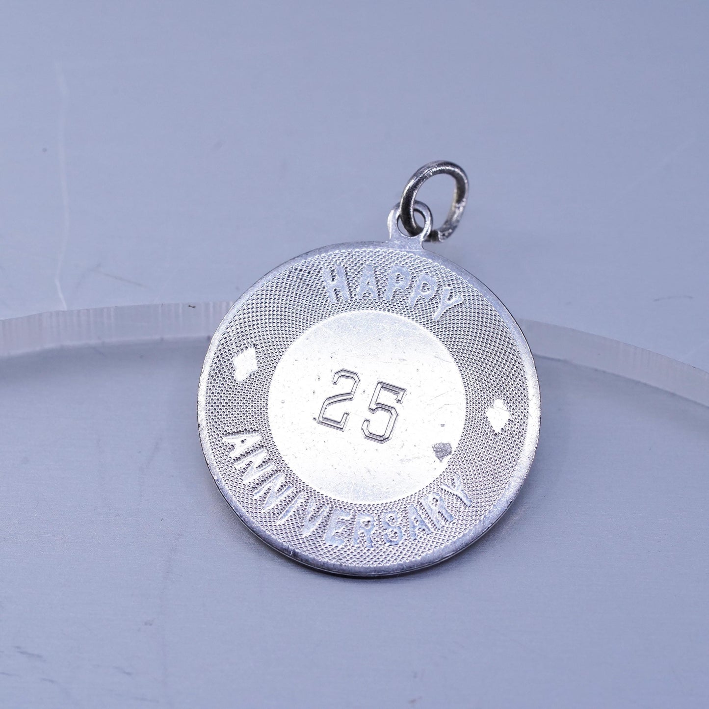 sterling 925 silver handmade pendant tag charm engraved “ happy anniversary 25”