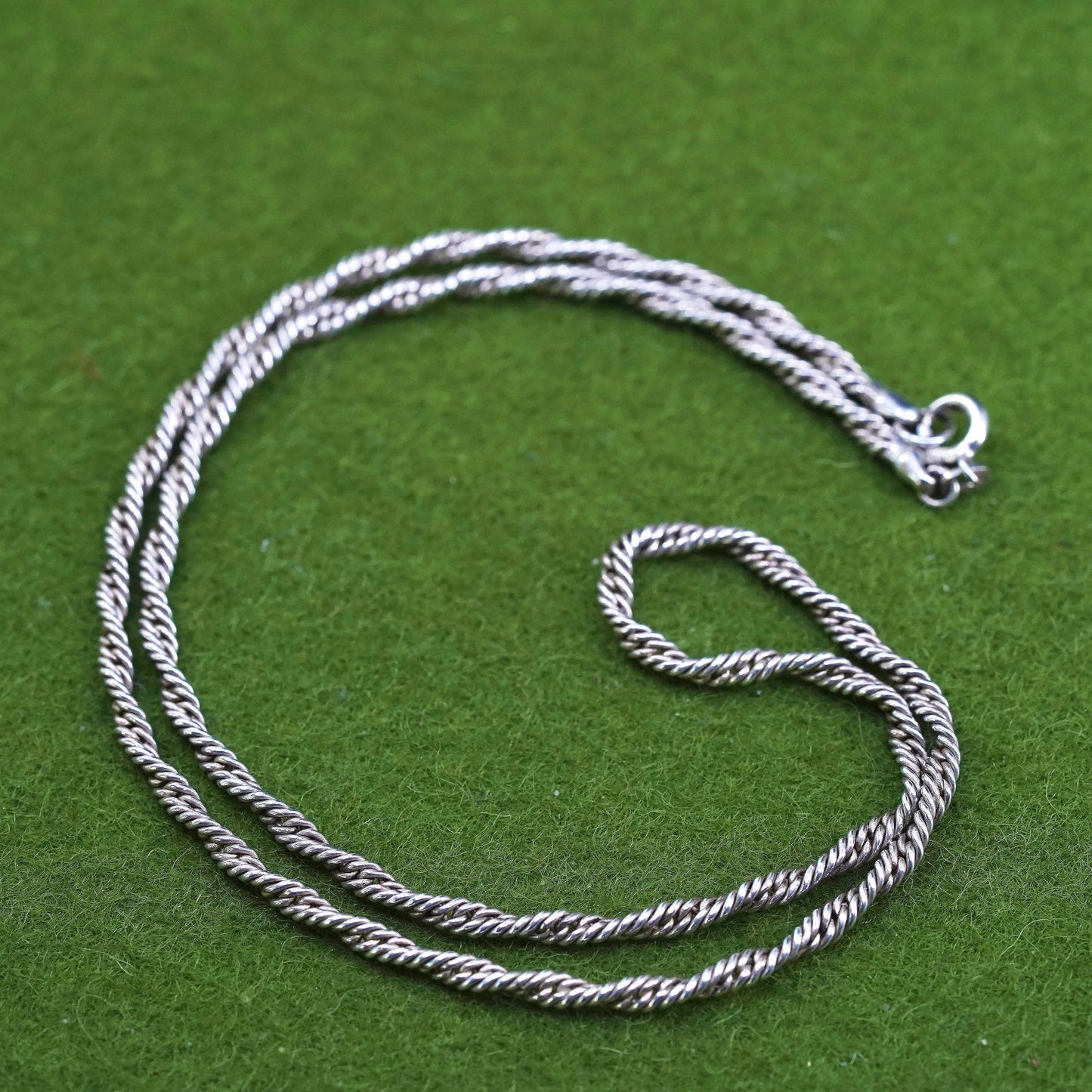 17” 3mm, Vintage sterling 925 silver handmade twisted wheat chain, necklace