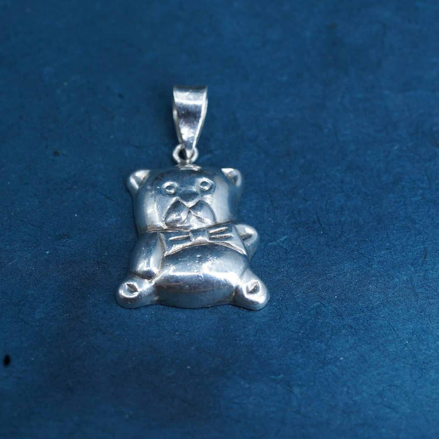 Vintage Sterling silver handmade brooch, 925 teddy bear pendant