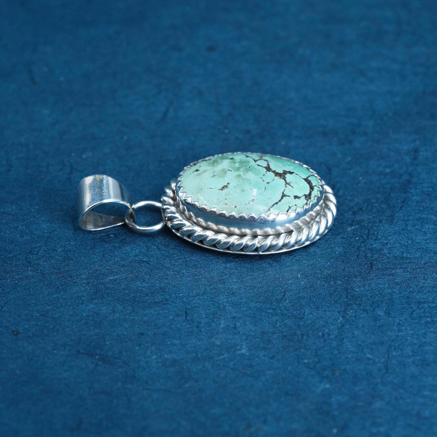 Native American MKM sterling silver 925 pendant with Number Eight turquoise