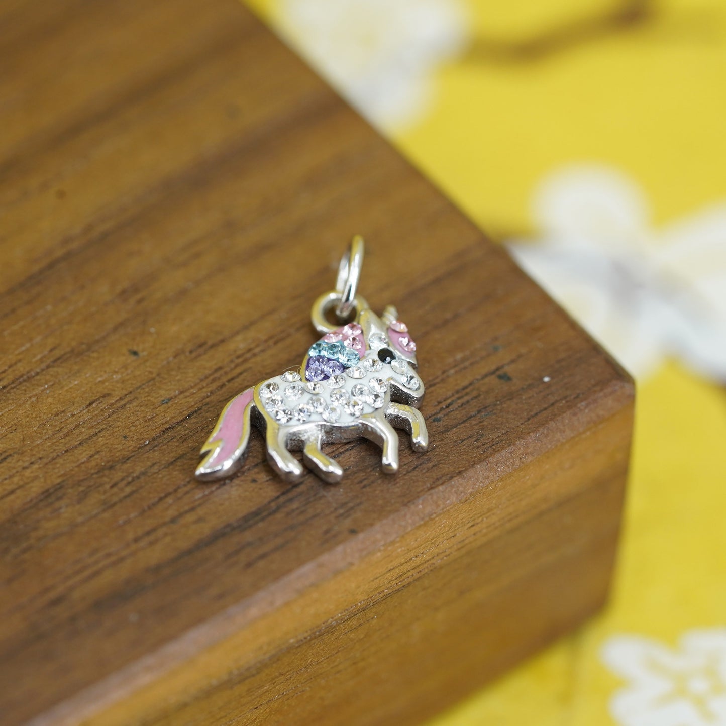 Sterling silver 925 horse unicorn charm with cluster crystal, graduation charm