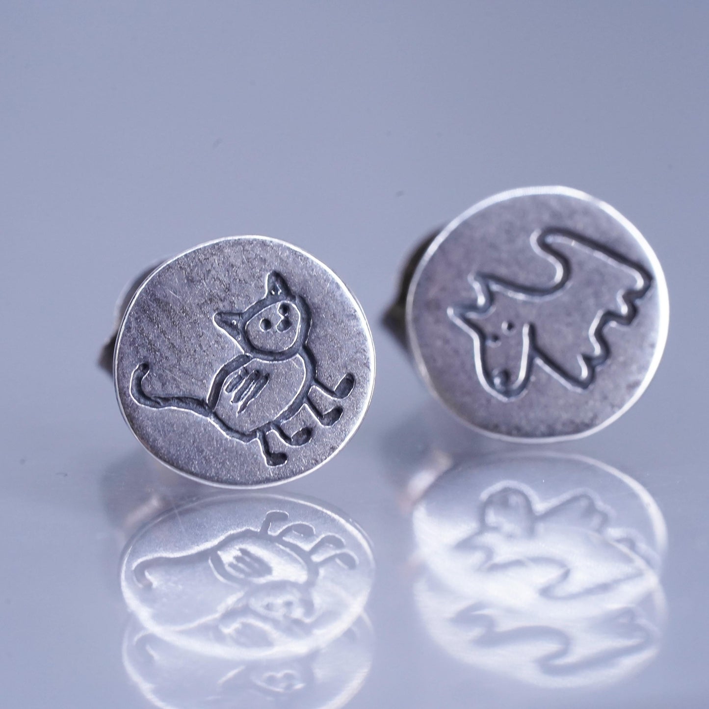 Silpada Sterling 925 silver handmade earrings, Dog And Cat Post Studs P1986