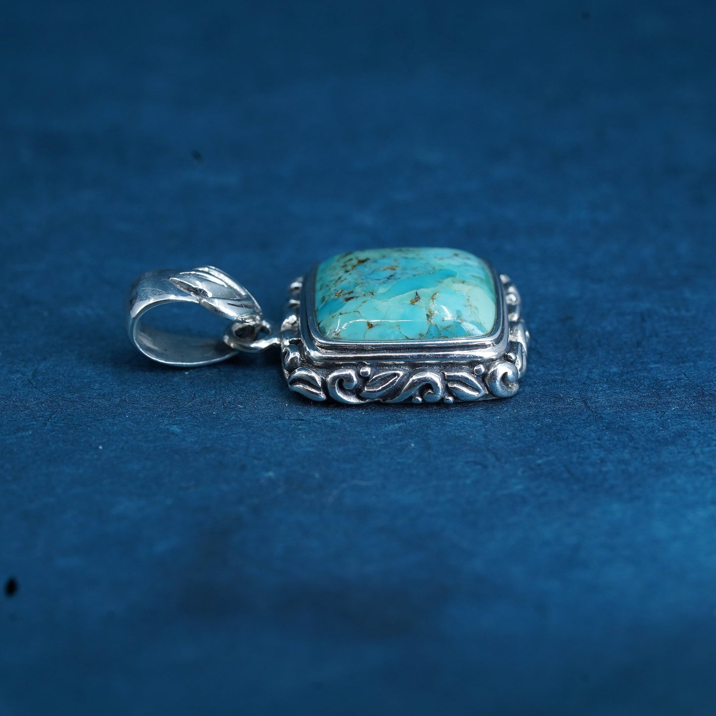 barse Sterling 925 silver handmade pendant with teardrop copper turquoise