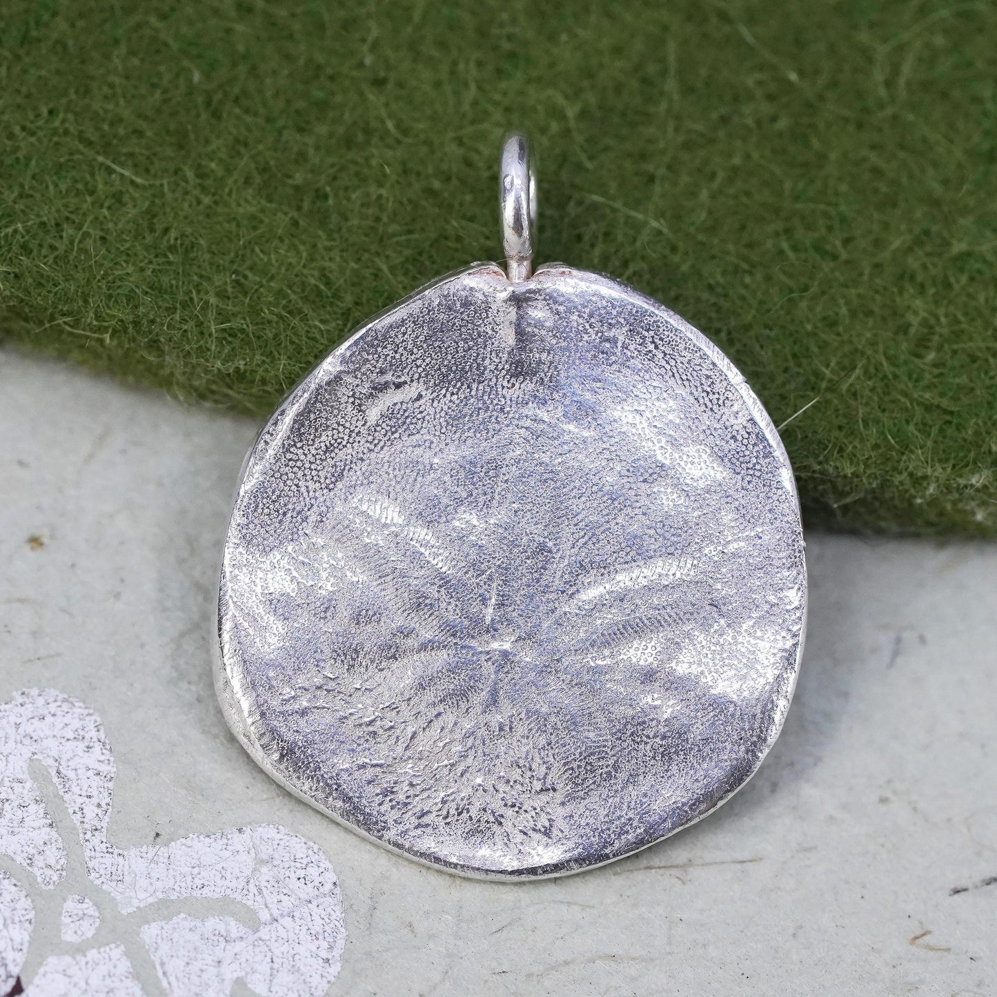 Vintage sterling silver handmade pendant, 925 sand dollar tag