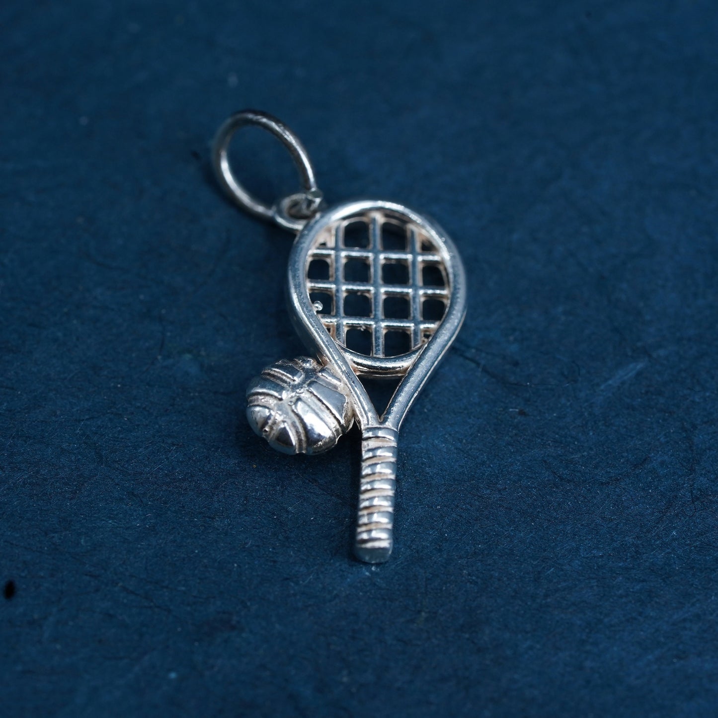 Vintage Sterling silver handmade pendant, 925 tennis racket and ball