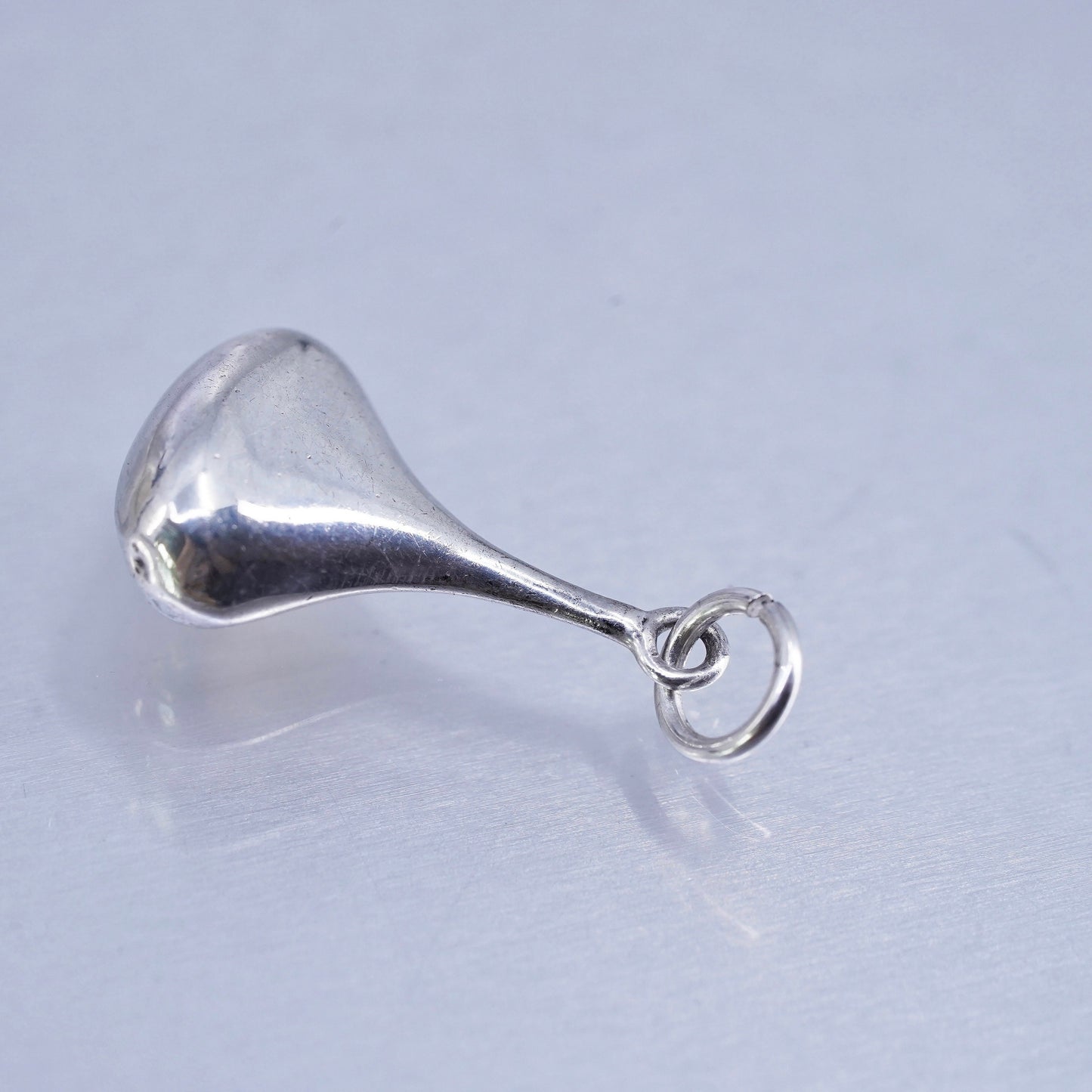 Vintage sterling 925 silver handmade puffy teardrop charm pendant