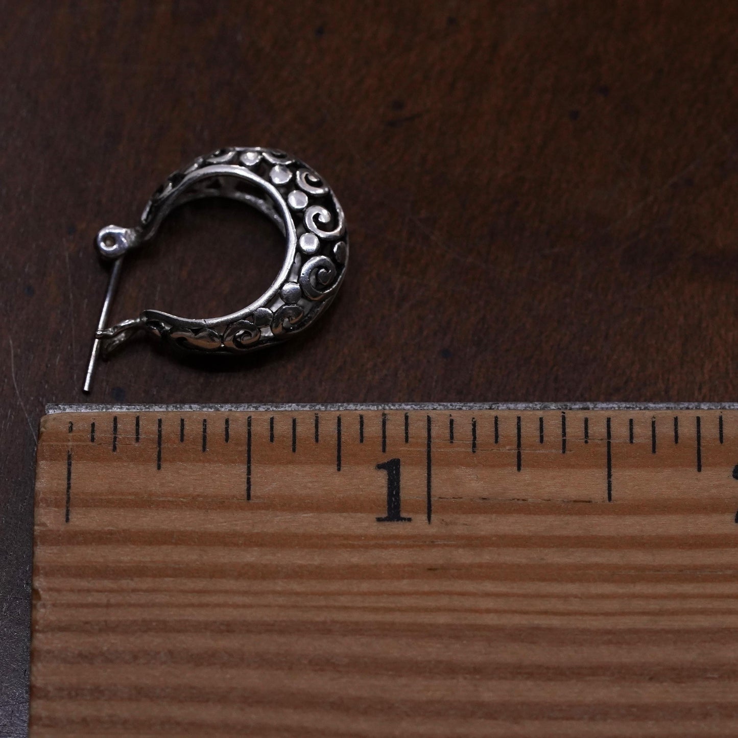 0.5", Vintage sterling silver filigree single earring, fashion primitive hoop