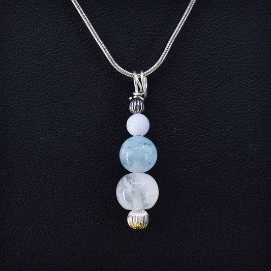 16”, sterling silver handmade necklace, 925 snake chain moonstone beads pendant