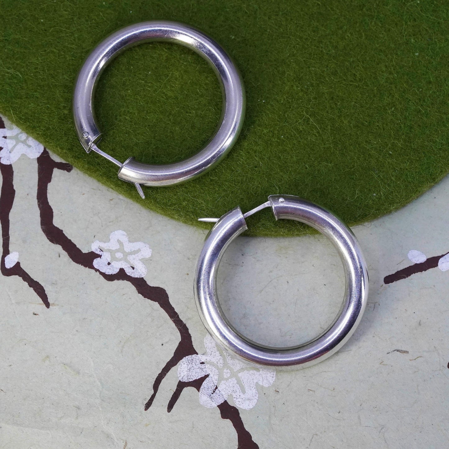 1.25", sterling silver loop earrings, fashion minimalist primitive wide hoops