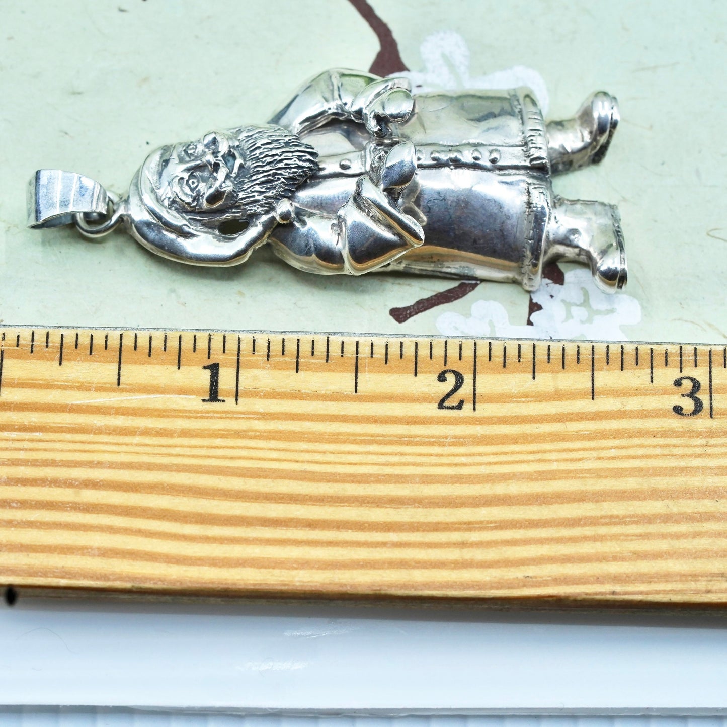 Vintage Sterling silver handmade pendant, 925 Christmas Santa