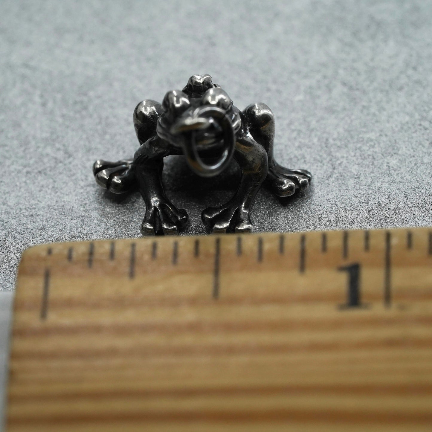 Vintage Sterling 925 silver handmade pendant, frog charm