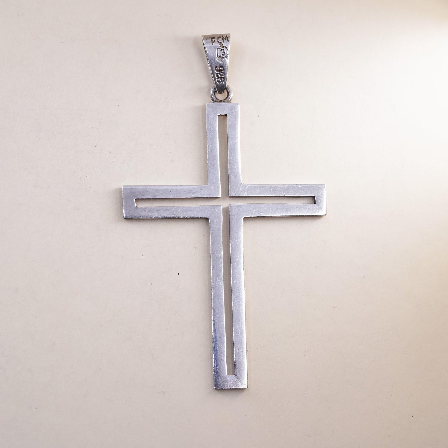 Vintage FCM handmade Sterling silver pendant, 925 cross charm