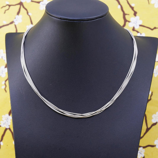 16”, Italy Sterling silver handmade necklace, multi 5 strands snake chains