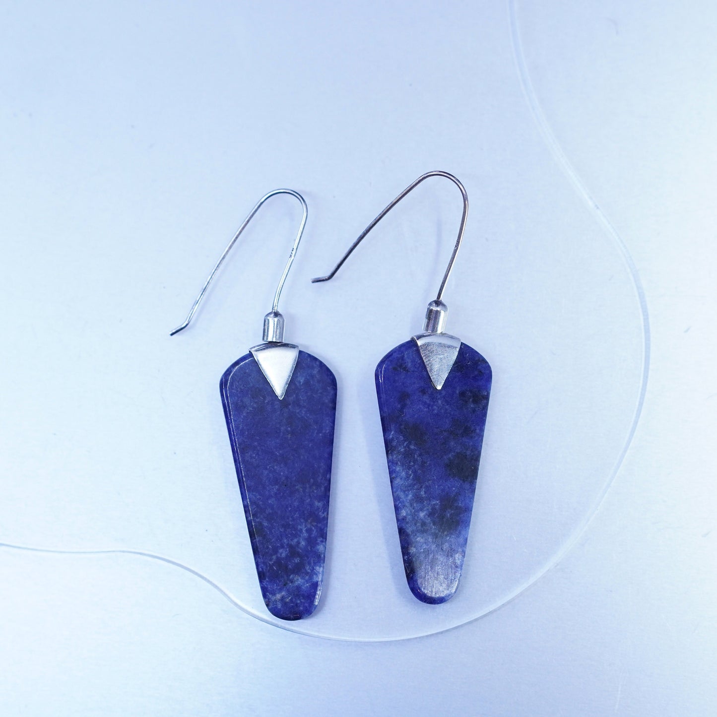 Vintage jewelry | handmade Sterling 925 silver sodalite teardrop earrings