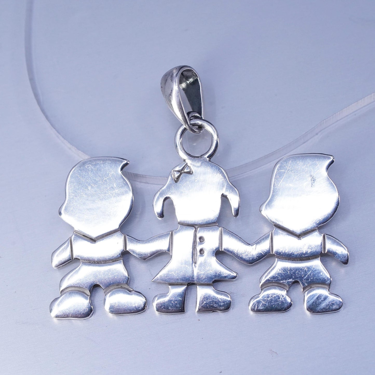 Vintage sterling 925 silver handmade friends friendship figures pendant charm