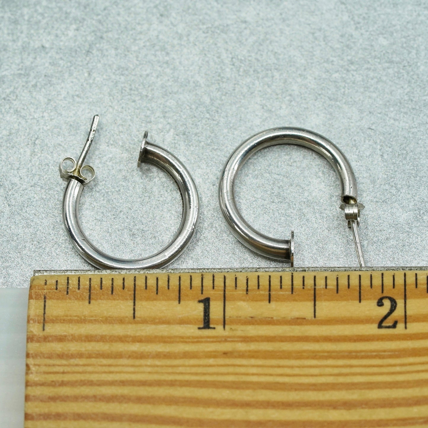 0.75”, vintage Sterling silver handmade earrings, 925 hoops