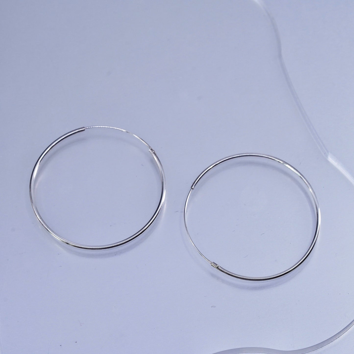 1.75”, vintage Sterling silver handmade earrings, 925 hoops