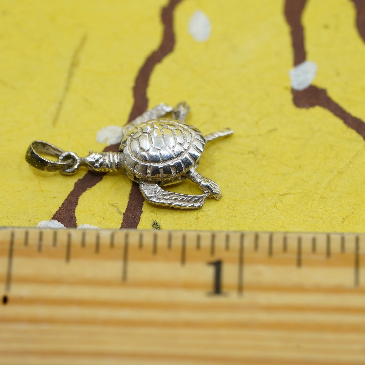 Vintage Sterling silver handmade pendant, 925 sea turtle