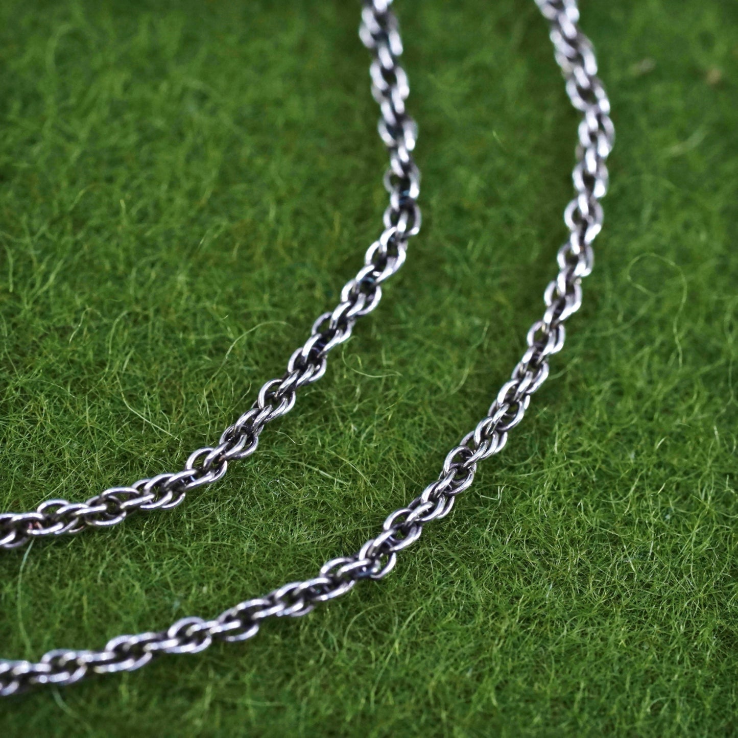 18” 1mm, vintage sterling silver necklace, 925 Singapore rope chain