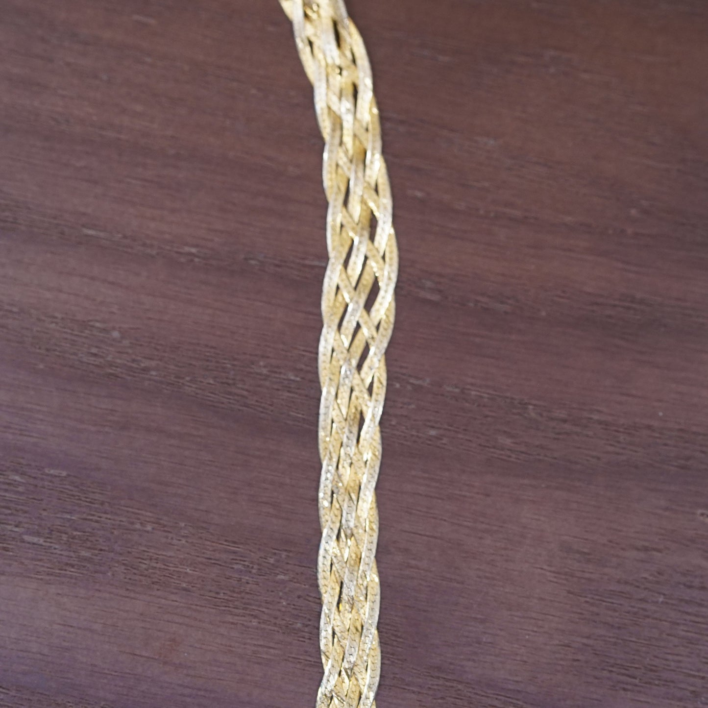 17”, vermeil gold over Sterling silver necklace, 925 woven herringbone chain