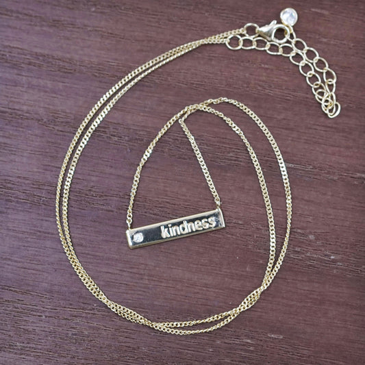 16+2”, vermeil yellow gold sterling silver necklace, 925 curb chain “kindness”