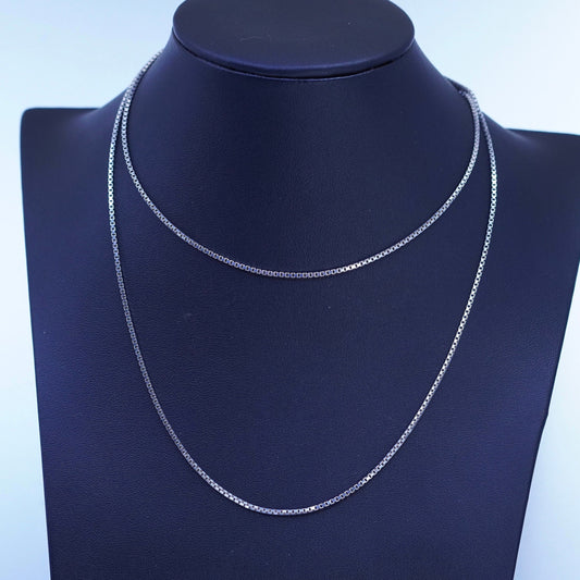 30” 1.6mm, vintage Italy Sterling 925 silver box chain necklace