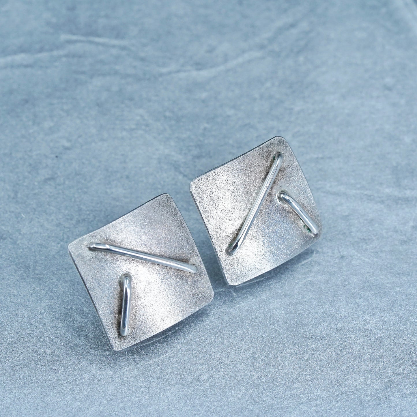 Designer modern Sterling silver handmade earrings, matte 925 studs