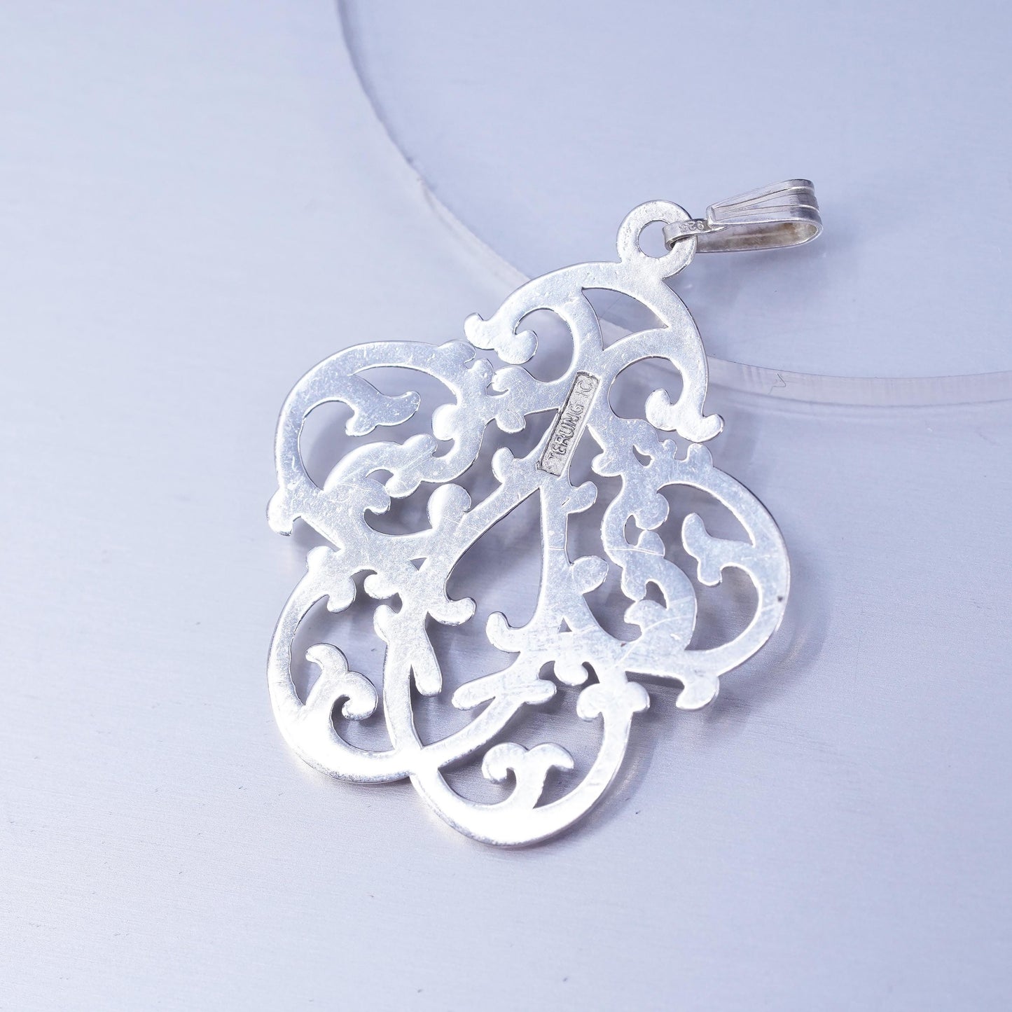 Vintage Sterling silver handmade charm, 925 filigree pendant