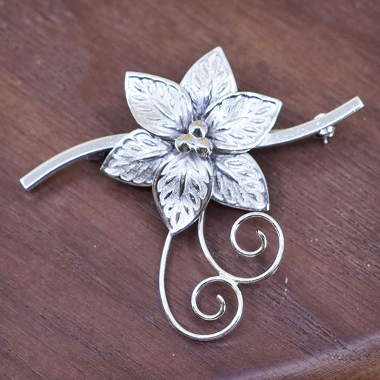 Vintage bond boyd sterling 925 silver flower shaped brooch