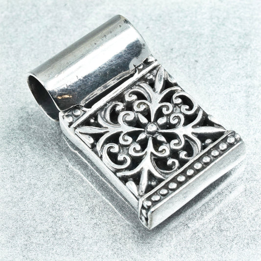 Vintage sterling 925 silver handmade filigree square pendant
