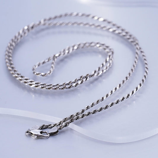 30” 2mm, vintage Sterling 925 silver bold rope chain necklace