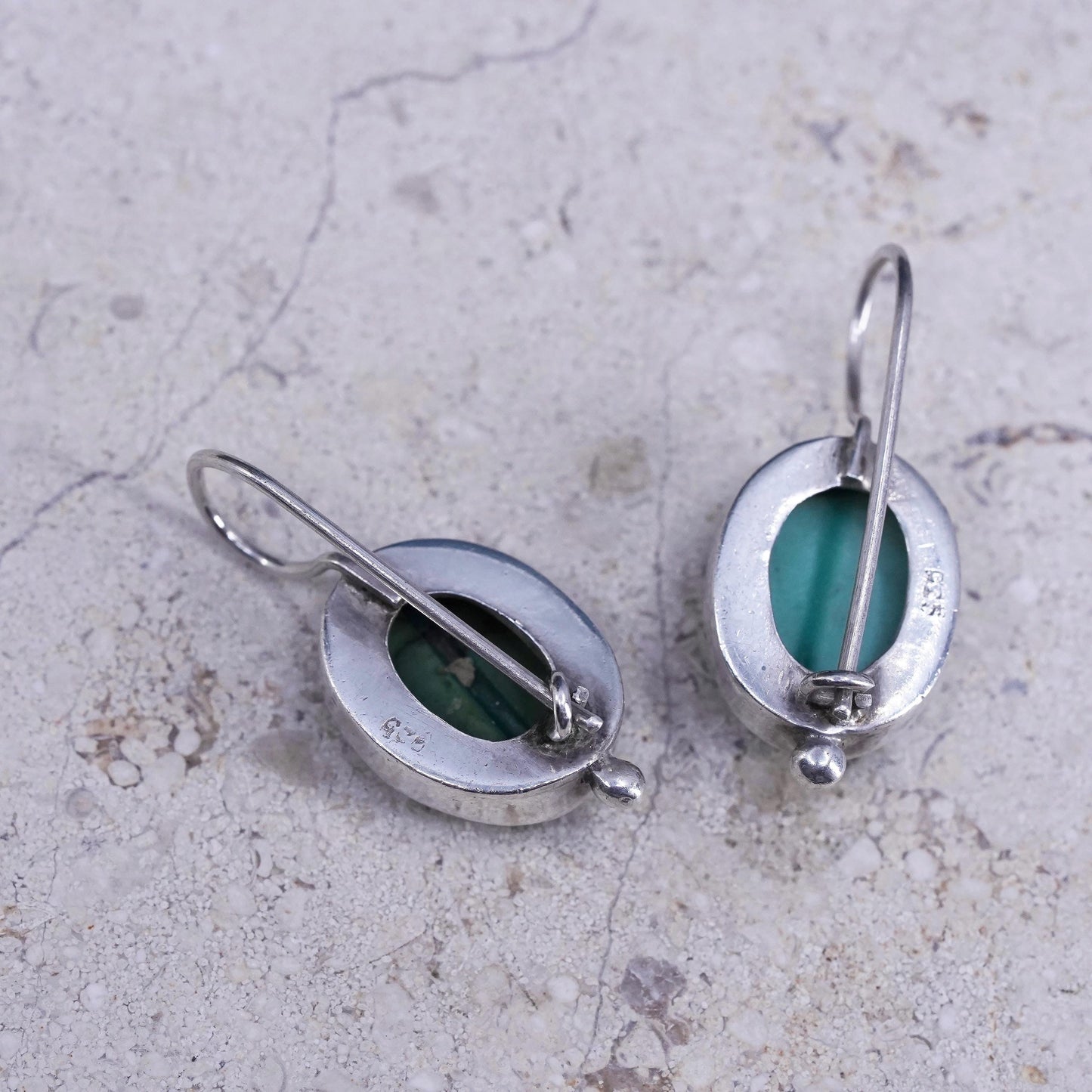 Native American southwestern sterling 925 silver earrings with green turquoise