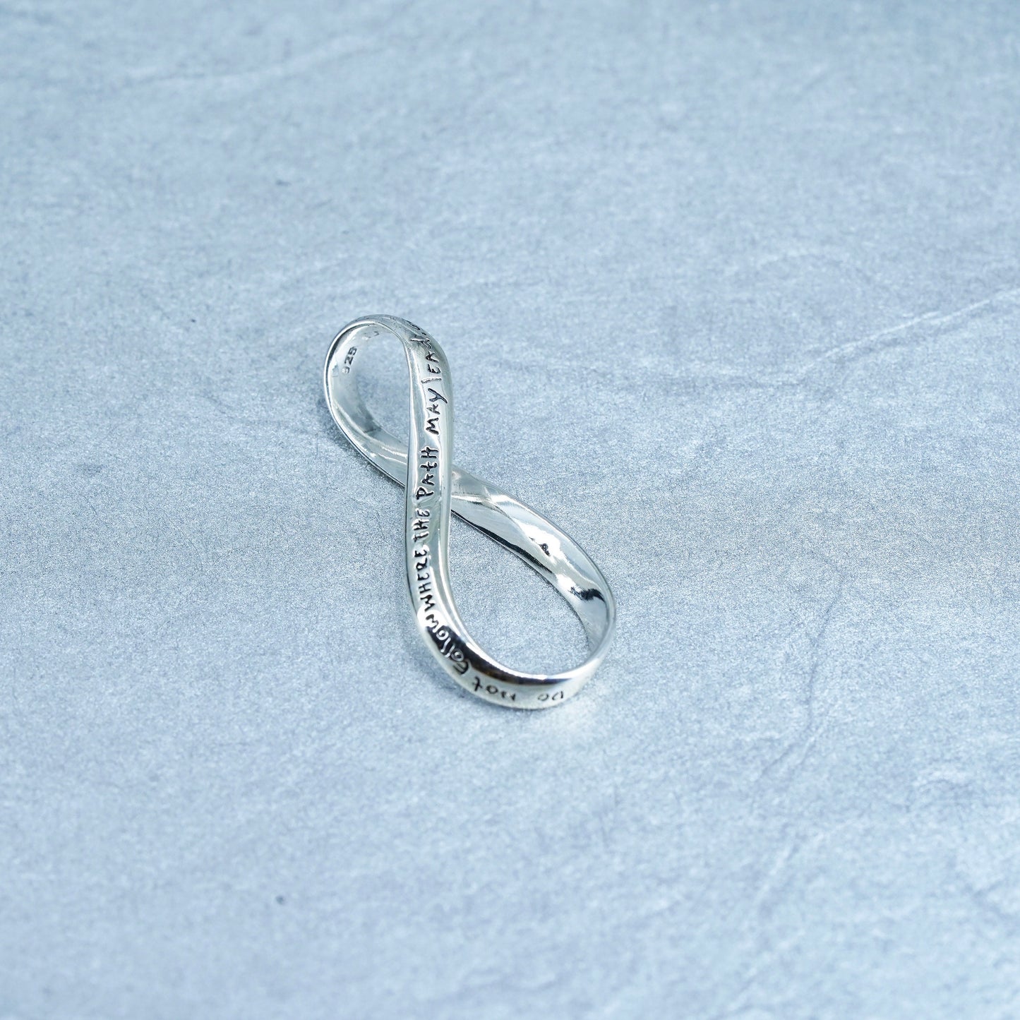 Antique Sterling silver handmade charm, 925 infinity loop circle