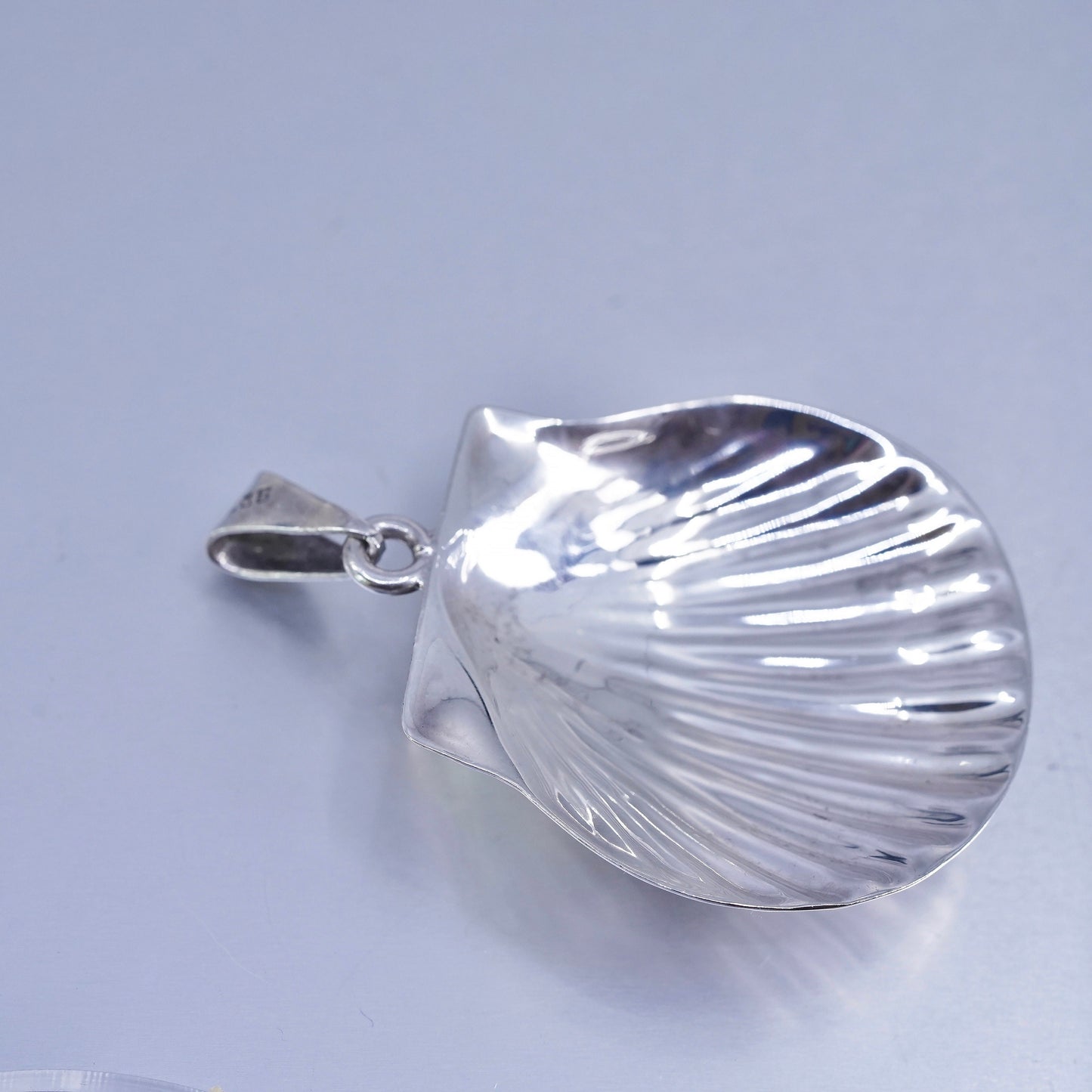 Vintage sterling 925 silver handmade shell pendant charm