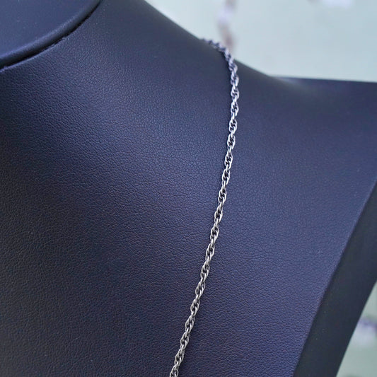 18” 2mm, vintage sterling silver necklace, 925 Singapore rope chain